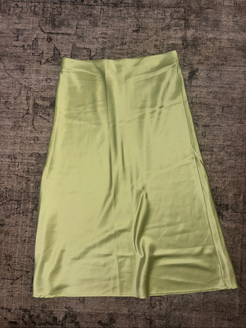 Rachel Zoe Pale Lime Satin A-Line Skirt